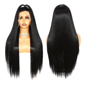 Long black synthetic wig