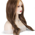 "Image: Eleanor Straight Lace Front Wig - 16" length, medium brown base with subtle balayage highlights. Premium Remy Human Hair blend for soft, natural feel. Swiss Lace Top for seamless fit. Versatile style for effortless confidence."