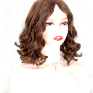 Image: Victoria Brunette Wig - 12" length, warm brown shade with subtle highlights and lowlights. Premium Remy Human Hair blend for soft, natural feel. 4x4 inch silk top for undetectable hairline.